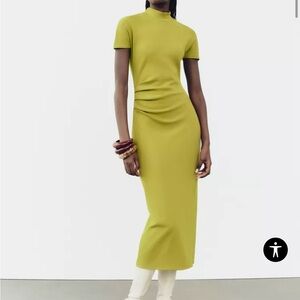 Zara midi dress in lime green. Women’s L. New with tags.